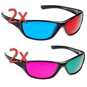  Magenta/Green Glasses+ 2x 3D Red/Cyan Glasses for watching 3D Movies 