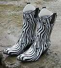 Womens Western Cowboy Rodeo Zebra Stripe Tall Rain Boots Corkys 