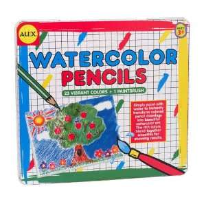   Alex Toys Watercolor Pencils, Set of 23 and Brush in Tin Box Toys