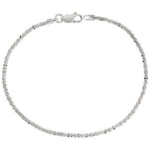  Sterling Silver Italian Sparkle Rock Necklace Chain Nickel 