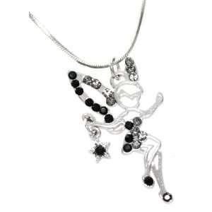   Dancing Fairy with Star Charm Necklace Silver Tone (Outline) Jewelry