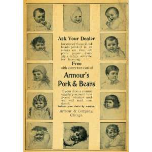  1900 Ad Pork Beans Can Armour & Company Head Prints Art 