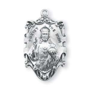  Sacred Heart Medal w/24 Chain   Boxed St Sterling Silver 
