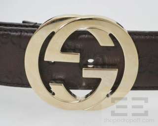 Gucci Brown Guccissima Leather & Light Gold Interlocking G Buckle Belt 