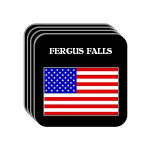 US Flag   Fergus Falls, Minnesota (MN) Set of 4 Mini Mousepad Coasters