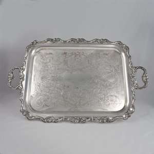Tray, Chased Bottom w/ Handles by Crafton, Silverplate  
