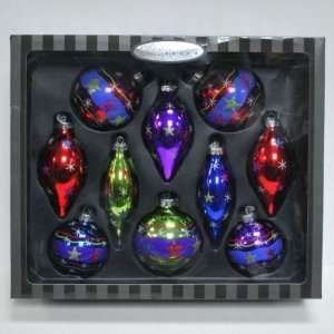   10ct Value Pack of Primary Colors Decorated Ornaments 