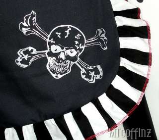 DIY Pirate Wench Skull Crossbones Striped Ruffle Apron  