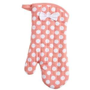   Steele Coral and Cream Polka Dot Oven Mitt with Bow