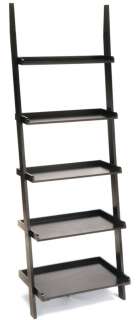 Heritage Leaning Ladder Espresso Bookcase Wall Shelves  