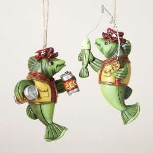  Club Pack of 12 Drinking Fish Christmas Ornaments 3.5 