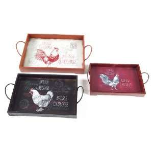   Country Bistro Red & Black Rooster Serving Trays