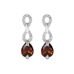   Garnet Pear Drop CZ Sterling Silver Earrings Willow Company Jewelry