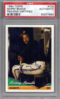 BARRY BONDS AUTOGRAPHED SIGNED 1994 TOPPS CARD PSA/DNA GIANTS  