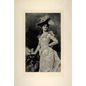  1893 Victorian Lady Photogravure Garden Party Machard 