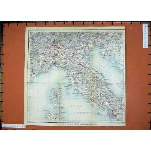  1909 Colour Map Italy Corsica Sardinia Roma Elba Napoli 
