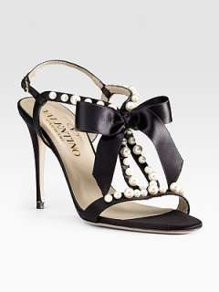 Valentino   Satin Pearl Sandals    