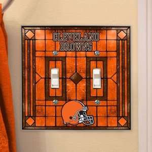 Cleveland Browns   NFL Art Glass Double Switch Plate Cover 
