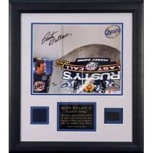  Rusty Wallace Framed 6 Photograph Collage with Race Used Metal 