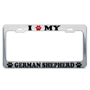  I LOVE MY GERMAN SHEPHERD Dog Pet Auto License Plate Frame 