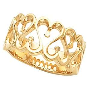  14K Yellow Gold Gents Hearts Wedding Band Jewelry