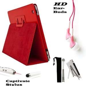  Deluxe Red Smart Faux Leather Kickstand Portfolio Padfolio 