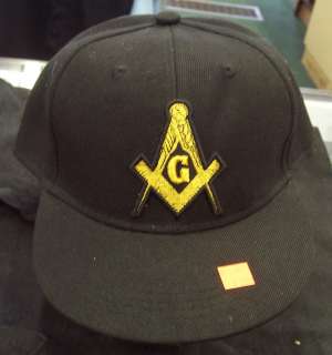Prince Hall Mason Square and Compass Black Fitted Hat Various Sizes 