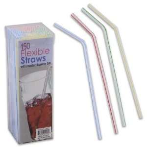  150 Count Box of Bendable Plastic Drinking Straws with 