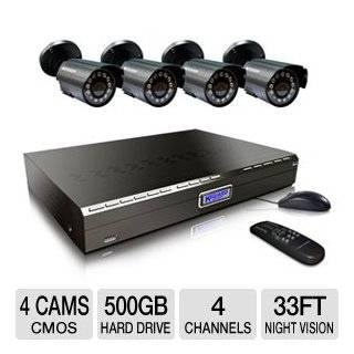   Surveillance System with 4 CMOS Cameras and 500GB HDD Complete Kit