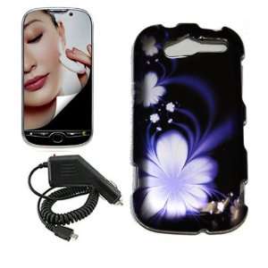  HTC MYTOUCH 4G BLUE LOTUS FLOWER CASE, RAPID CAR CHARGER 