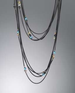 Multi Row Chain Necklace, Blue Topaz