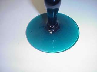 VINTAGE BLENKO TEAL BLUE FOOTED TUMBLER GLASS  