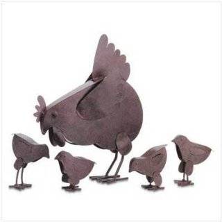 Our 5 Piece Rusted Metal Hen Family   Style 31170