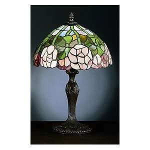    Rose Tiffany Style Leaded Glass Shade Lamp