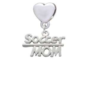  Soccer Mom   Silver European Heart Charm Dangle Bead 