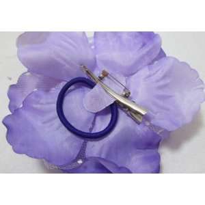  Purple Rose with White Polka Dot Lace Hair Flower Clip Pin 