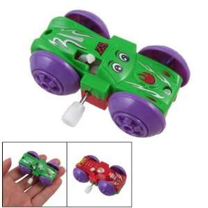    Como Purple Wheel Green Red Clockwork Turn Over Mini Car Toy Baby