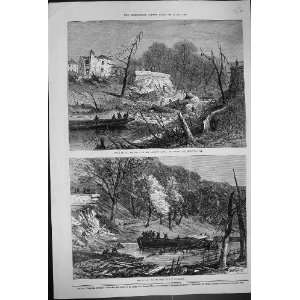  1874 Scene Explosion RegentS Canal North Gate Barges Sunk 