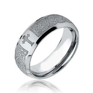  Bling Jewelry Celtic Cross Design Curved Brushed Tungsten 