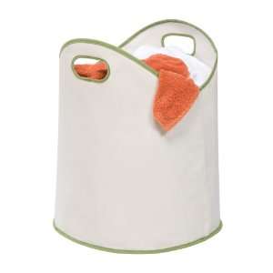    01997 Large Load Canvas Laundry Basket, White/Green