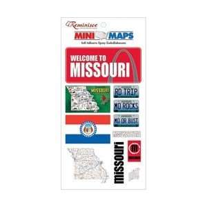  Mini Maps Self Adhesive Epoxy Embellishments 4.5X8 Sheet Missouri 