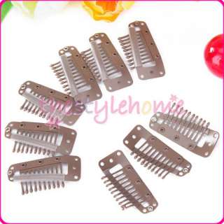 20pc Toupee Snap Clips for Weft Hair Extension 36mm Black/Tan ~ U Pick 