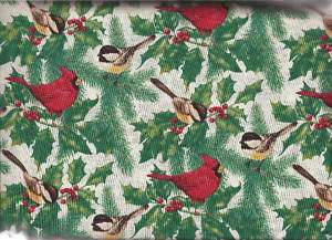 AMERICAN GREETINGS Cardinals & Finches Holly Cotton BTY  