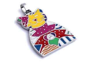 Stainless Steel Blending Colorful Cool Cat Ladies Art Pendant Necklace 