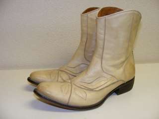 RARE Levis Premium Cream Claudine Leather Cutout Stitched Boots Italy 