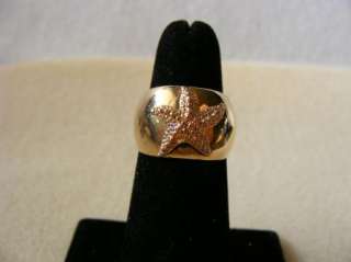 59 Adj Gold Tone Star Fish Ring Vintage Estate Jewelry  