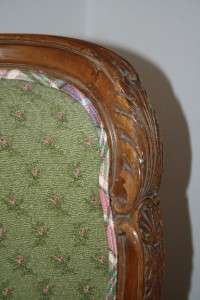 Antique Hand Carved Wooden Upholstered Queen Bed Frame  