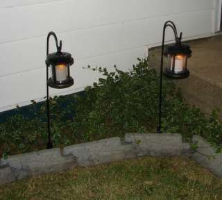 Solar Lights With 4 Flickering Amber LEDs Candle Light 2 Pack  