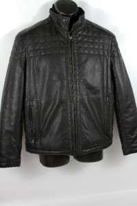 Hugo Boss Fandis Black Quilted Lamb Leather Biker Jacket Size 38 R 