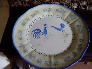 MSE MARTHA STEWART BLUE YELLOW DINNER PLATE ROOSTER  